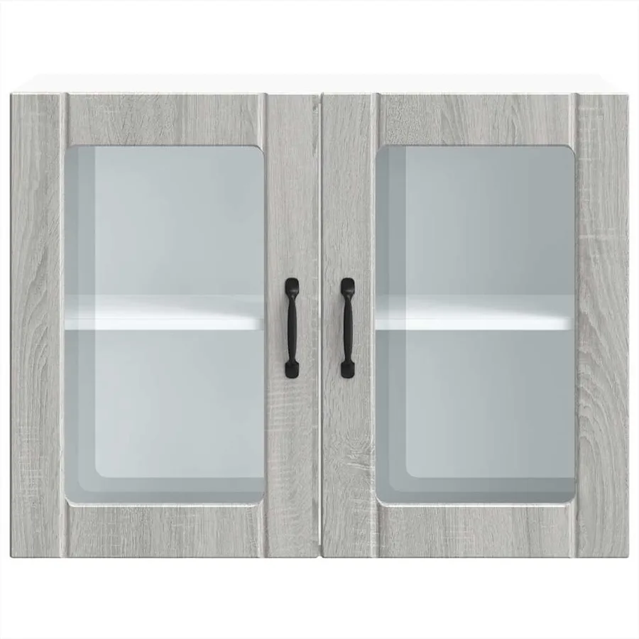 Armoire murale de cuisine avec porte vitrée "Lucca" Bois d'ingénierie Sonoma gris - 6