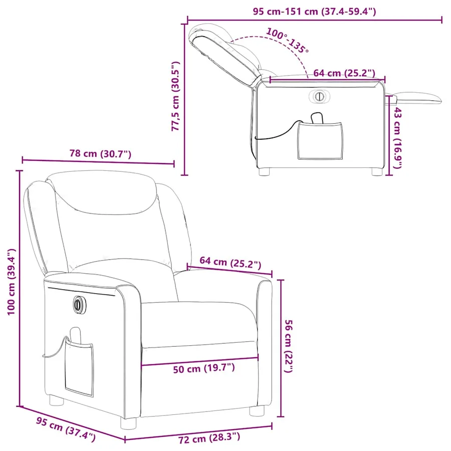 Fauteuil de massage inclinable électrique Vert foncé Tissu - 16