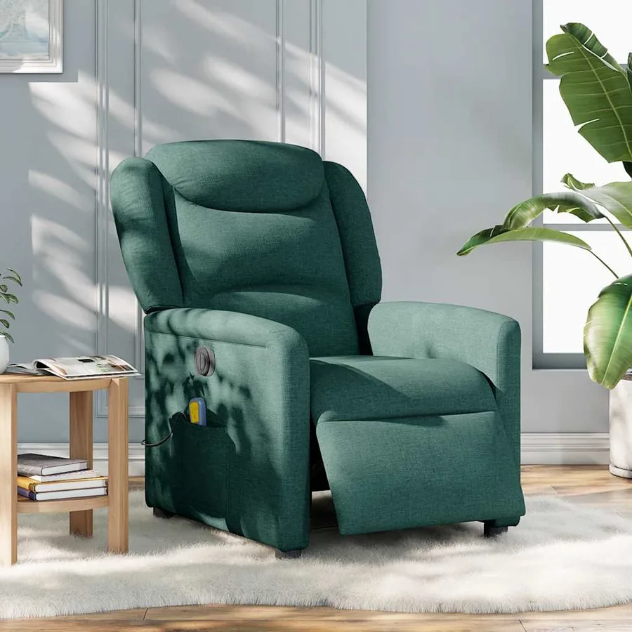 Fauteuil de massage inclinable électrique Vert foncé Tissu - 2