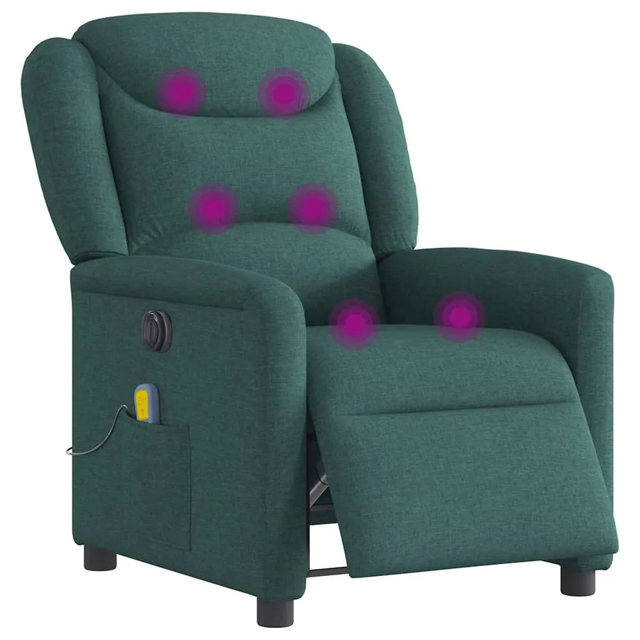 Fauteuil de massage inclinable électrique Vert foncé Tissu - 3