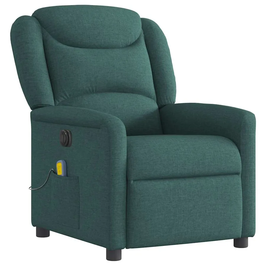 Fauteuil de massage inclinable électrique Vert foncé Tissu - 4