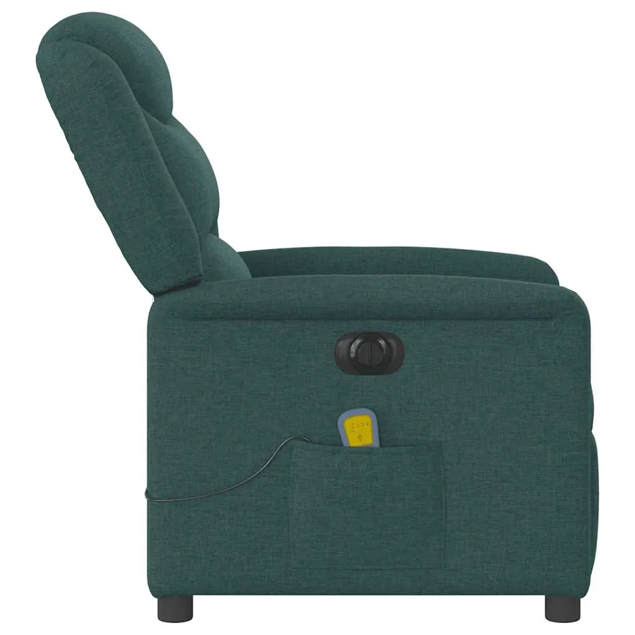Fauteuil de massage inclinable électrique Vert foncé Tissu - 6