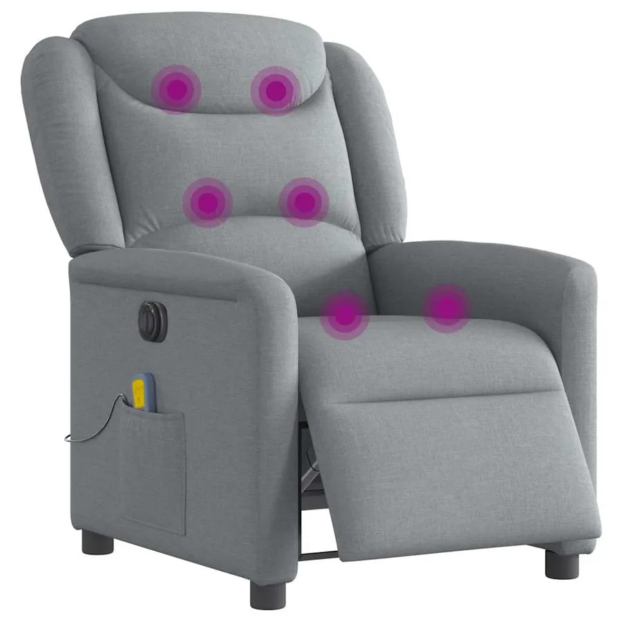 Fauteuil de massage inclinable électrique gris clair tissu - 3