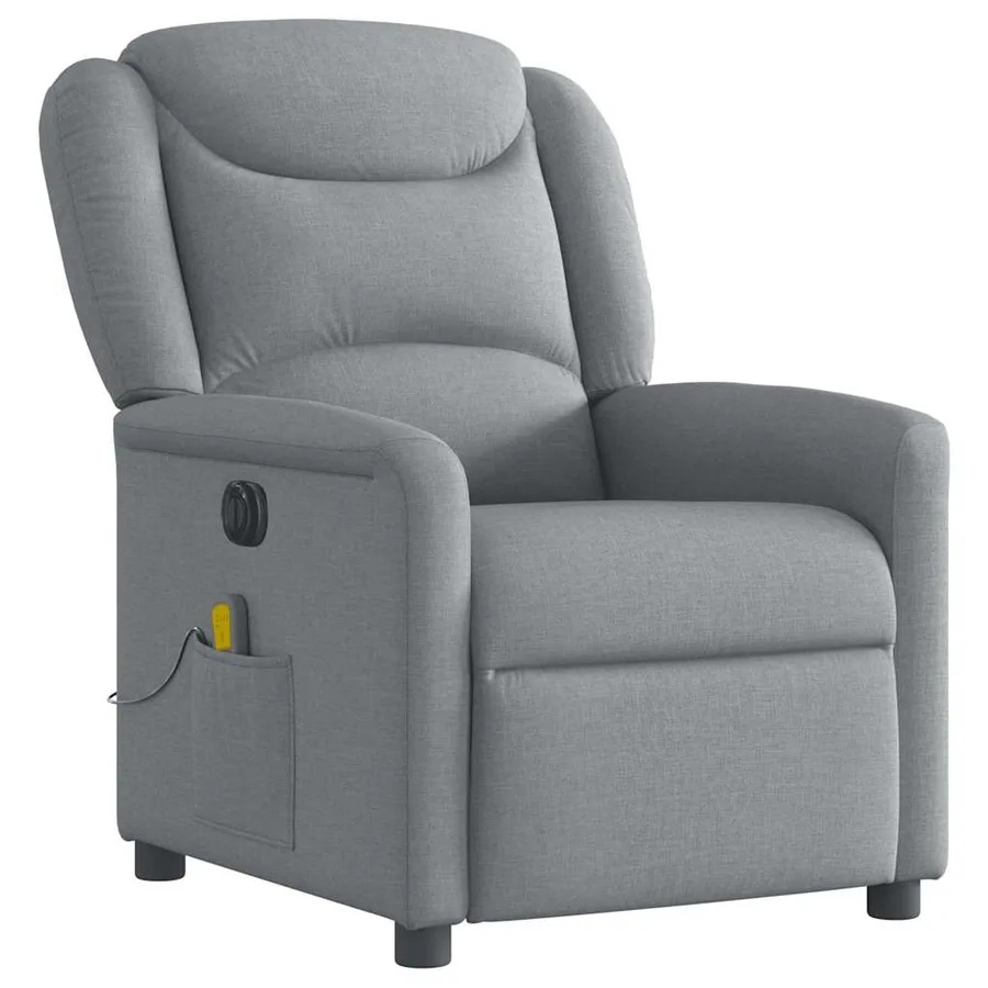 Fauteuil de massage inclinable électrique gris clair tissu - 4