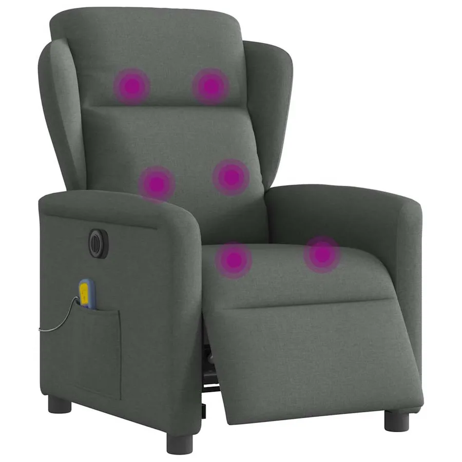 Fauteuil inclinable de massage électrique gris foncé tissu - 3