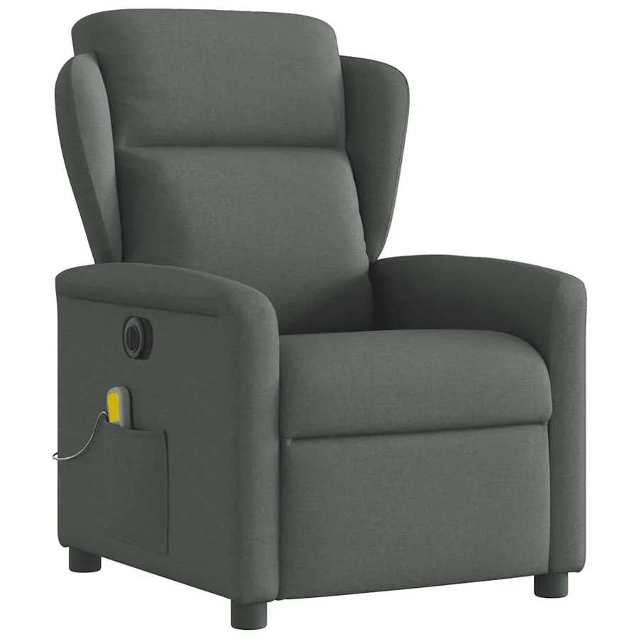 Fauteuil inclinable de massage électrique gris foncé tissu - 4
