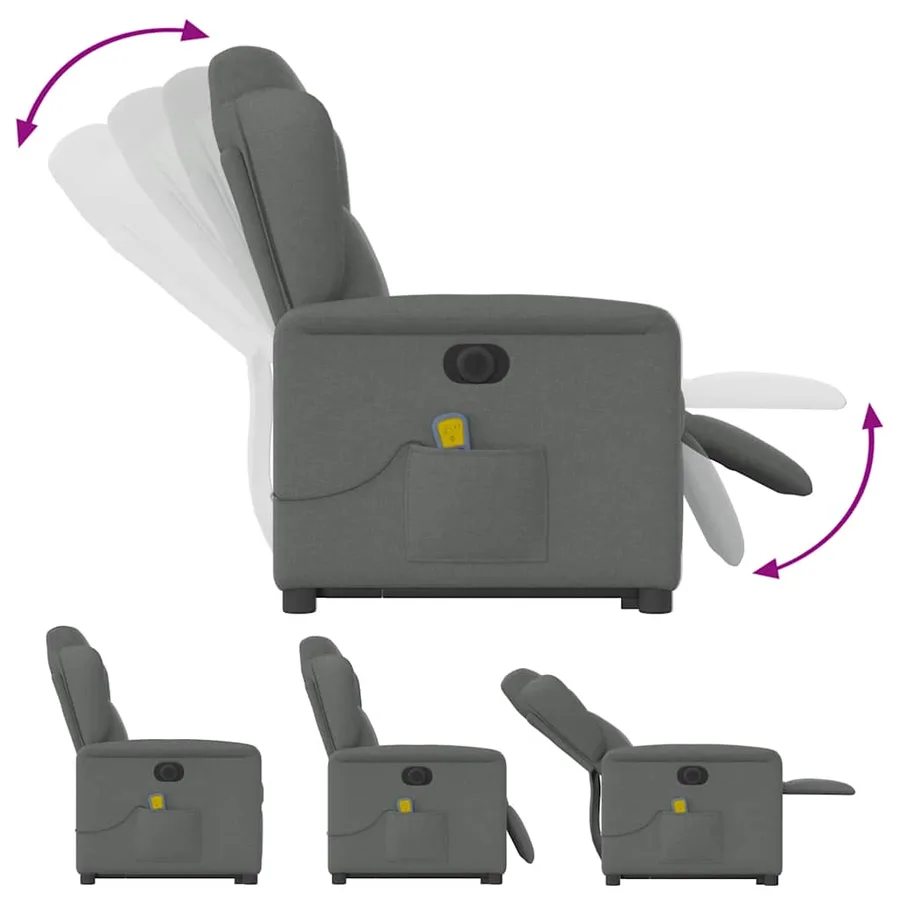 Fauteuil inclinable de massage électrique Gris foncé Tissu - 10