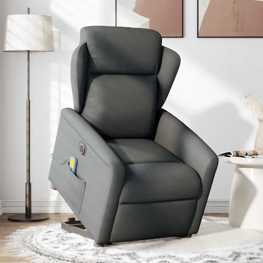 Fauteuil inclinable de massage électrique Gris foncé Tissu - 2