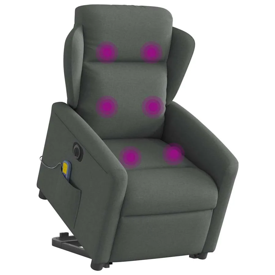 Fauteuil inclinable de massage électrique Gris foncé Tissu - 3