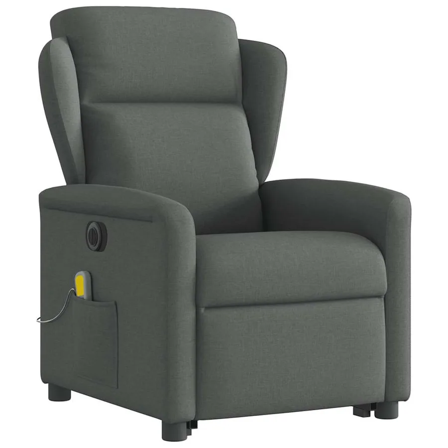 Fauteuil inclinable de massage électrique Gris foncé Tissu - 4