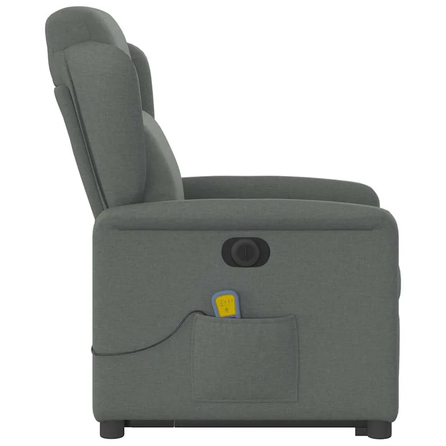 Fauteuil inclinable de massage électrique Gris foncé Tissu - 6