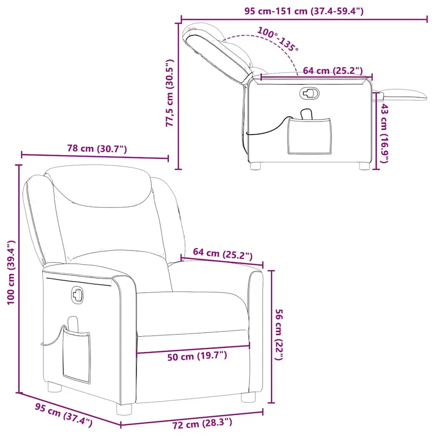 Fauteuil de massage inclinable Rouge bordeaux Tissu - 13