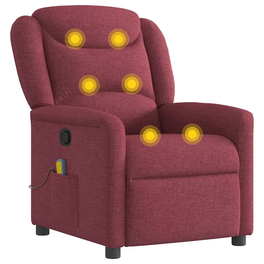 Fauteuil de massage inclinable Rouge bordeaux Tissu - 6