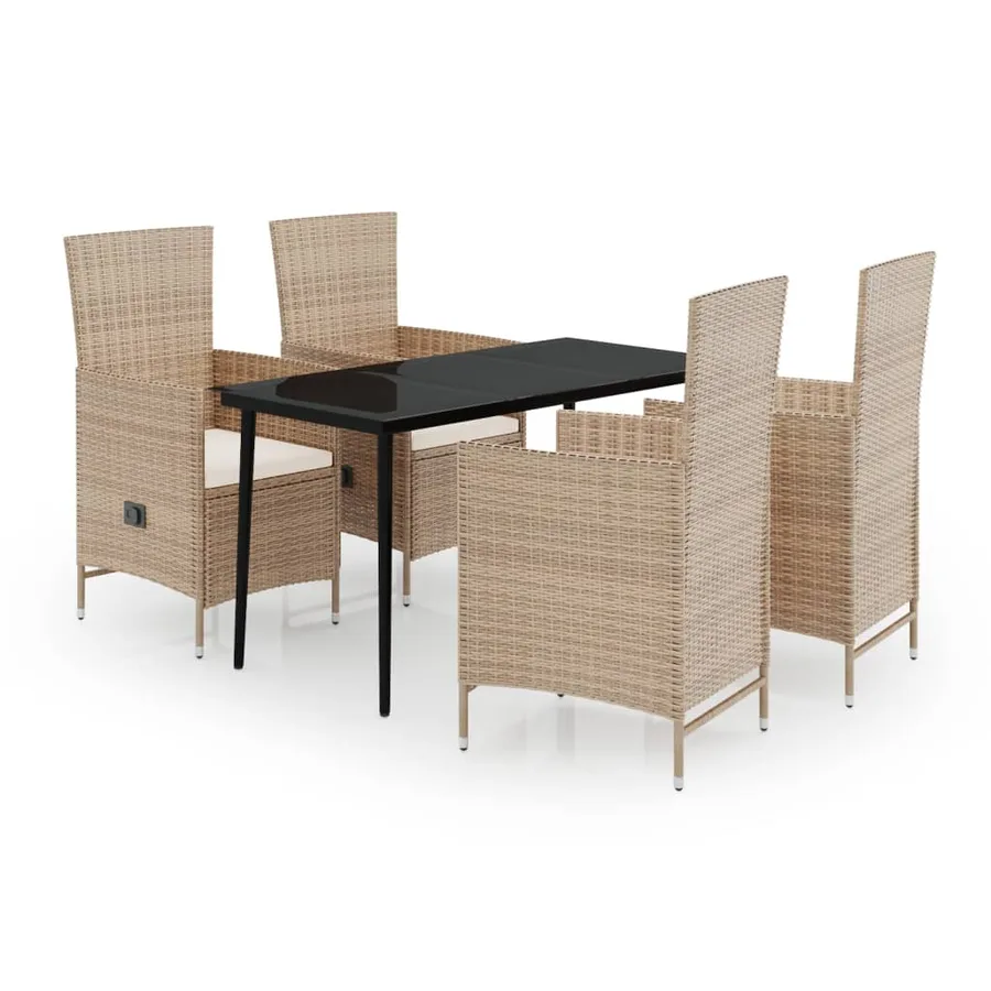 Ensemble à manger de jardin avec coussins 5 pcs Beige - 2