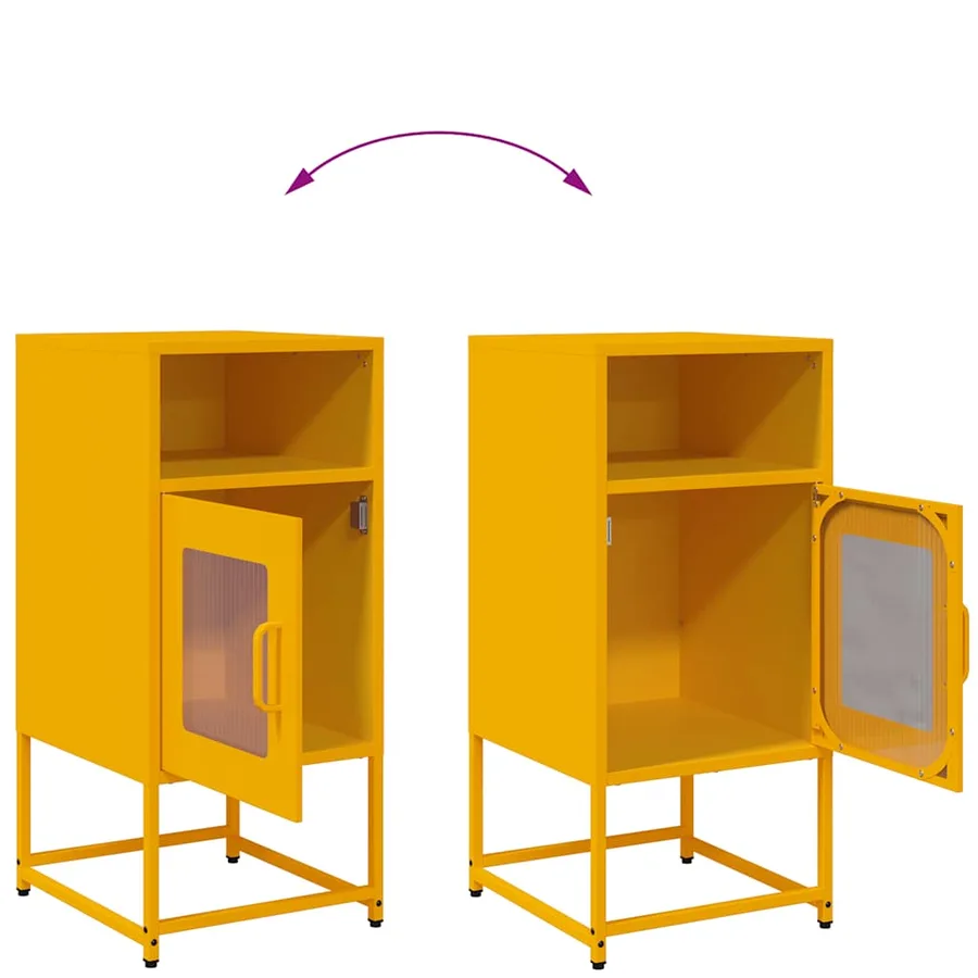 Table de chevet jaune moutarde 36x39x78 cm acier laminé à froid - 10