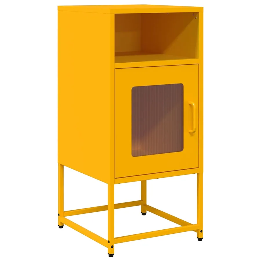 Table de chevet jaune moutarde 36x39x78 cm acier laminé à froid - 2