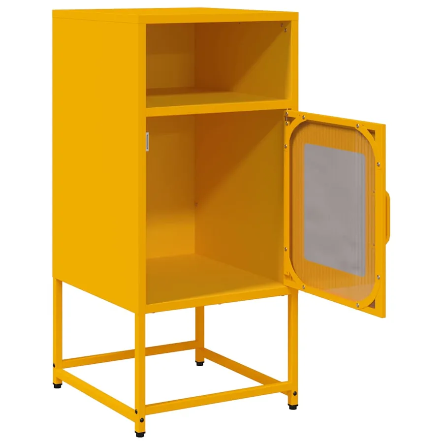 Table de chevet jaune moutarde 36x39x78 cm acier laminé à froid - 5