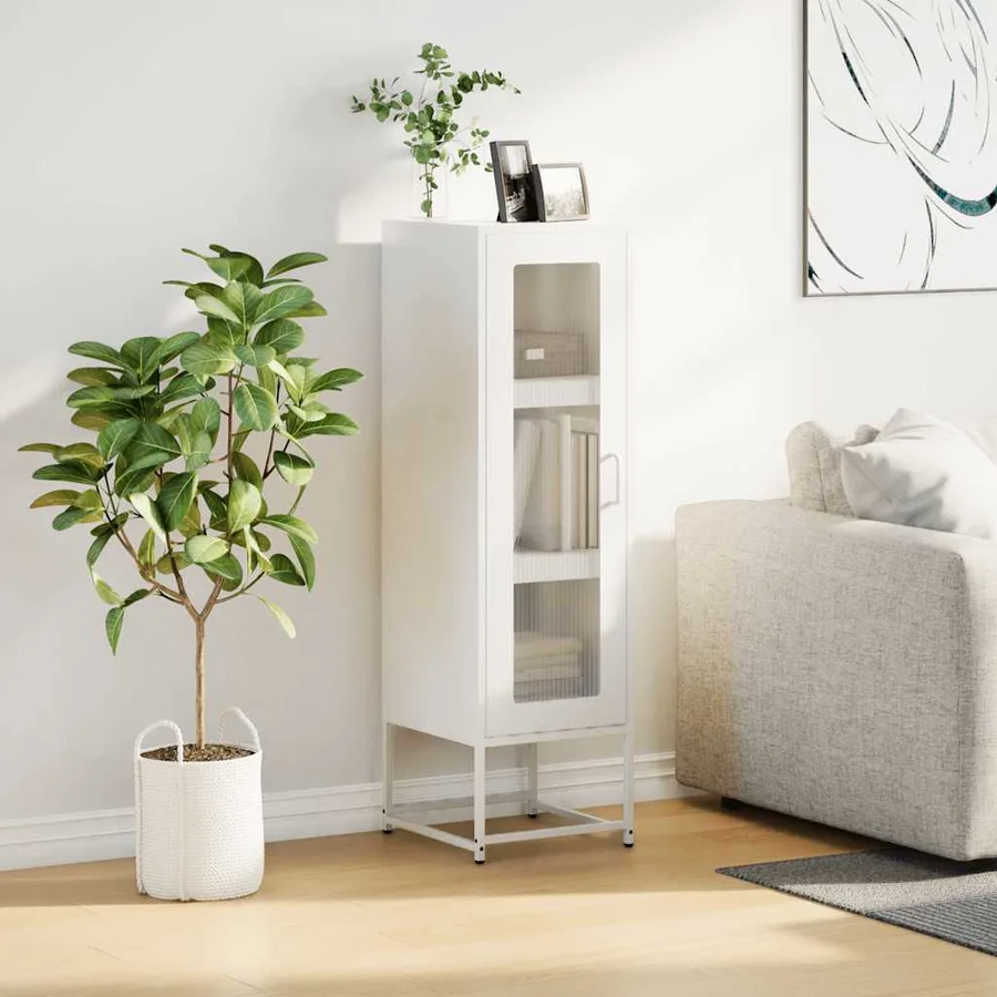Buffet haut blanc 36x39x123 cm acier laminé à froid - 3