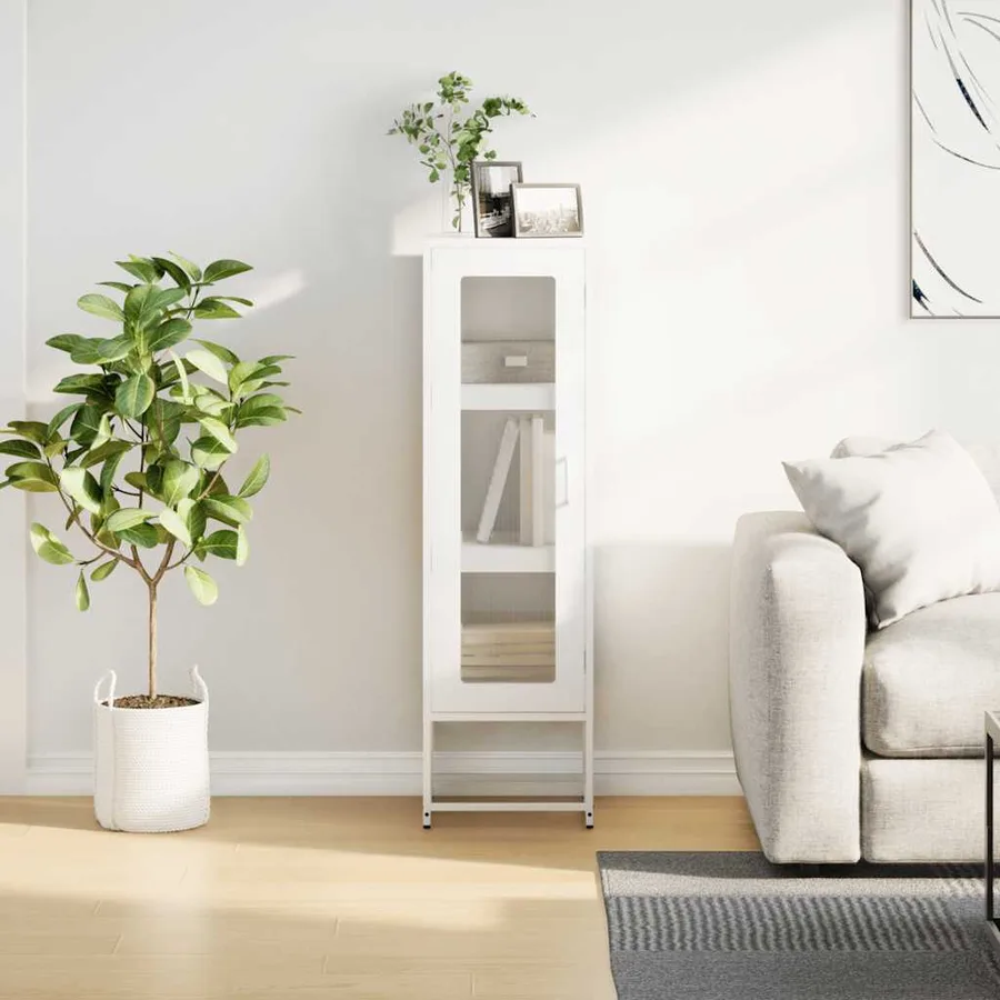 Buffet haut blanc 36x39x123 cm acier laminé à froid - 4