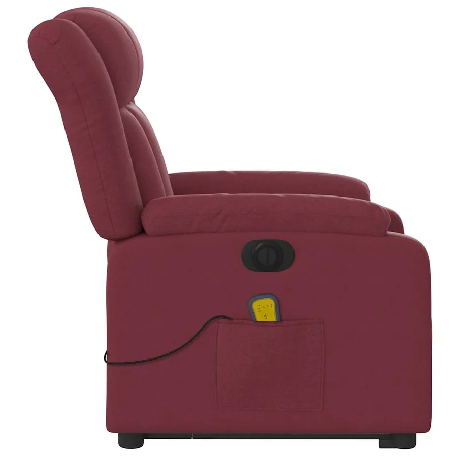 Fauteuil inclinable de massage électrique Rouge bordeaux Tissu - 7