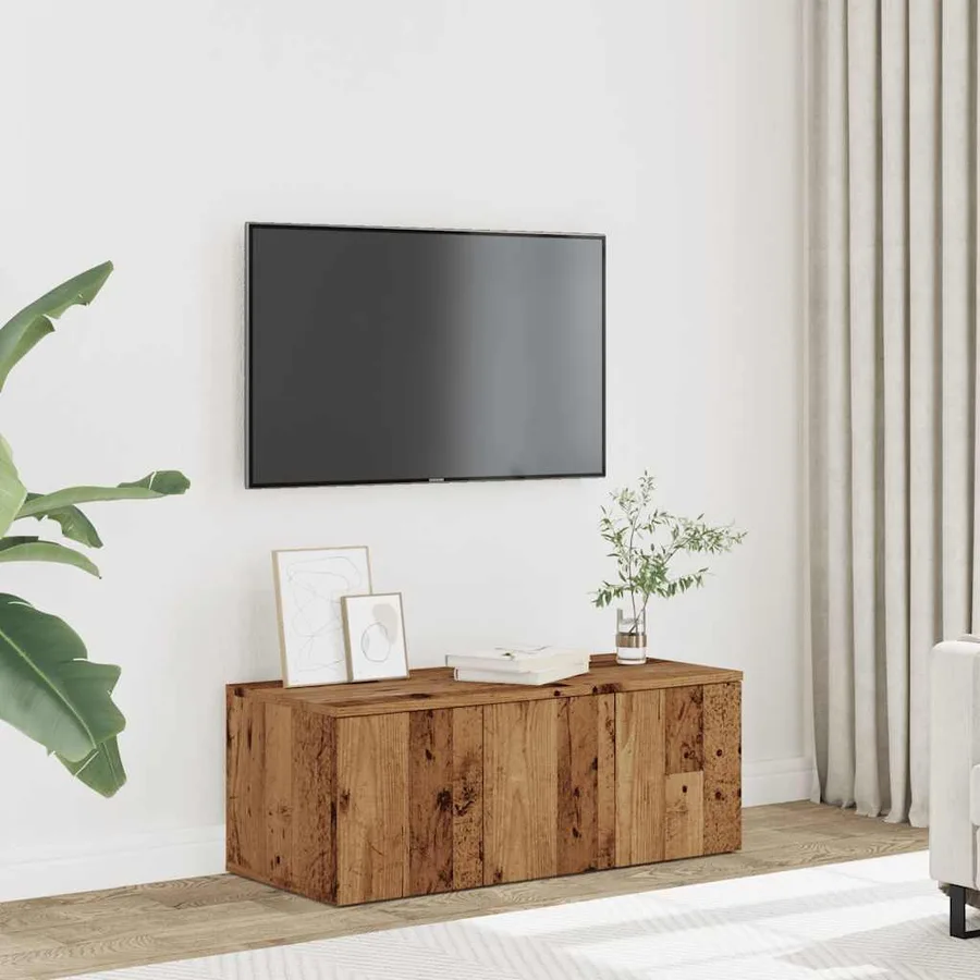 Meuble TV vieux bois 80x34x30 cm bois d'ingénierie - 3