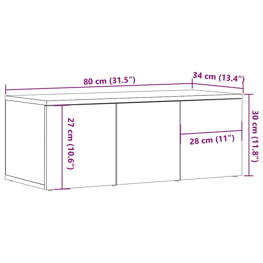 Meuble TV vieux bois 80x34x30 cm bois d'ingénierie - 8