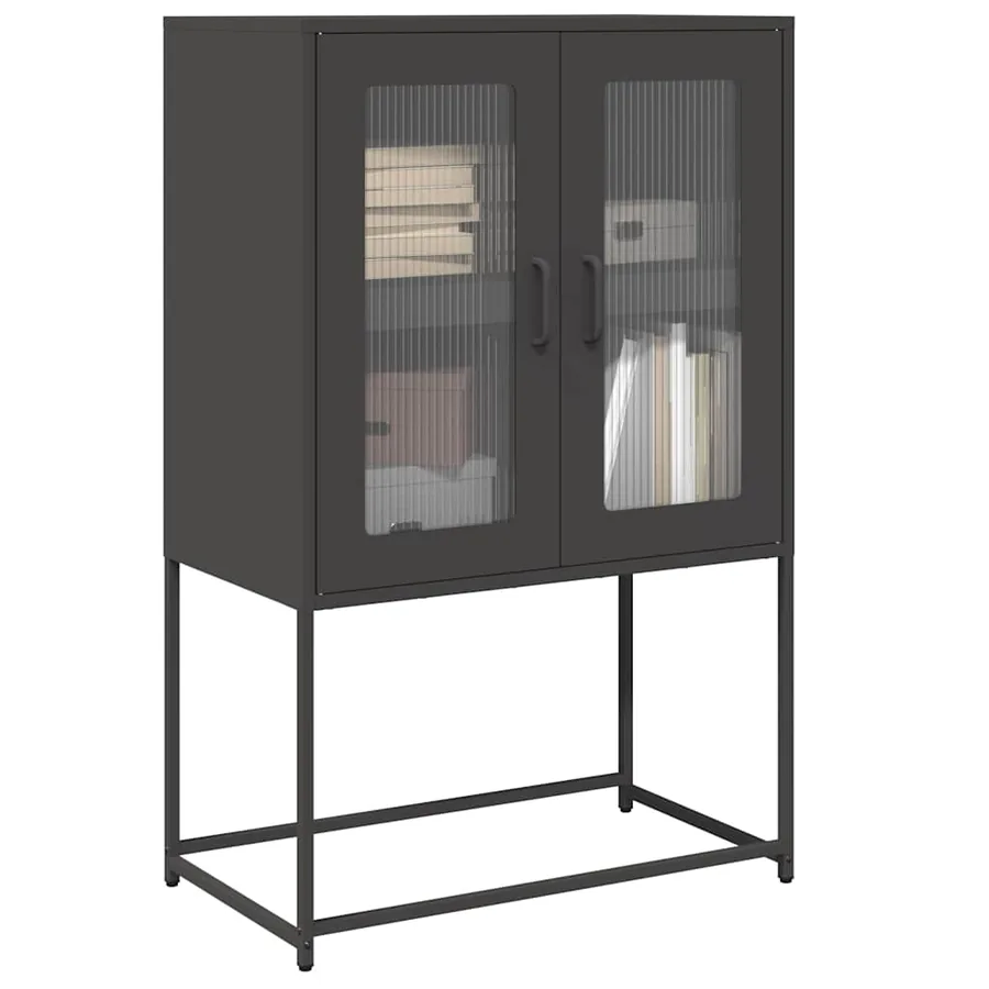 Buffet haut noir 68x39x107 cm acier
