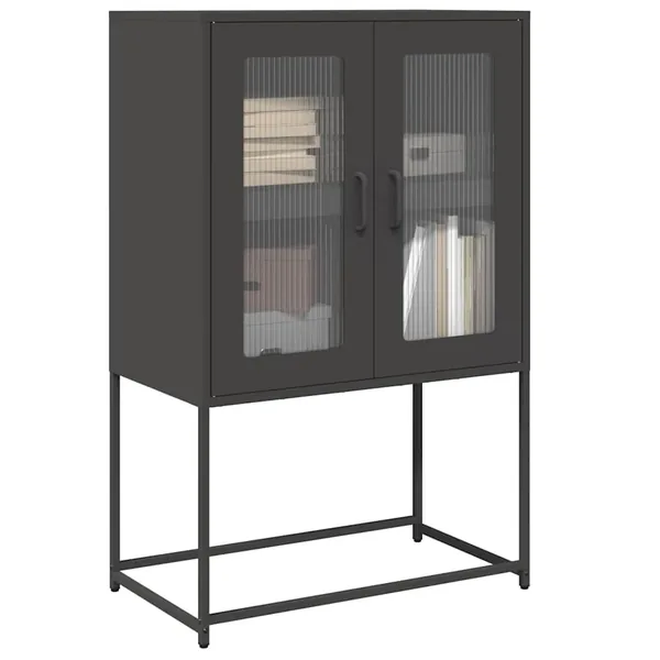 Buffet haut noir 68x39x107 cm acier