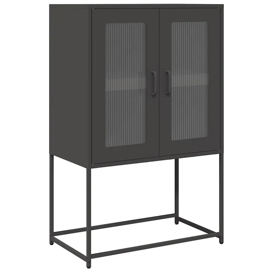 Buffet haut noir 68x39x107 cm acier - 2