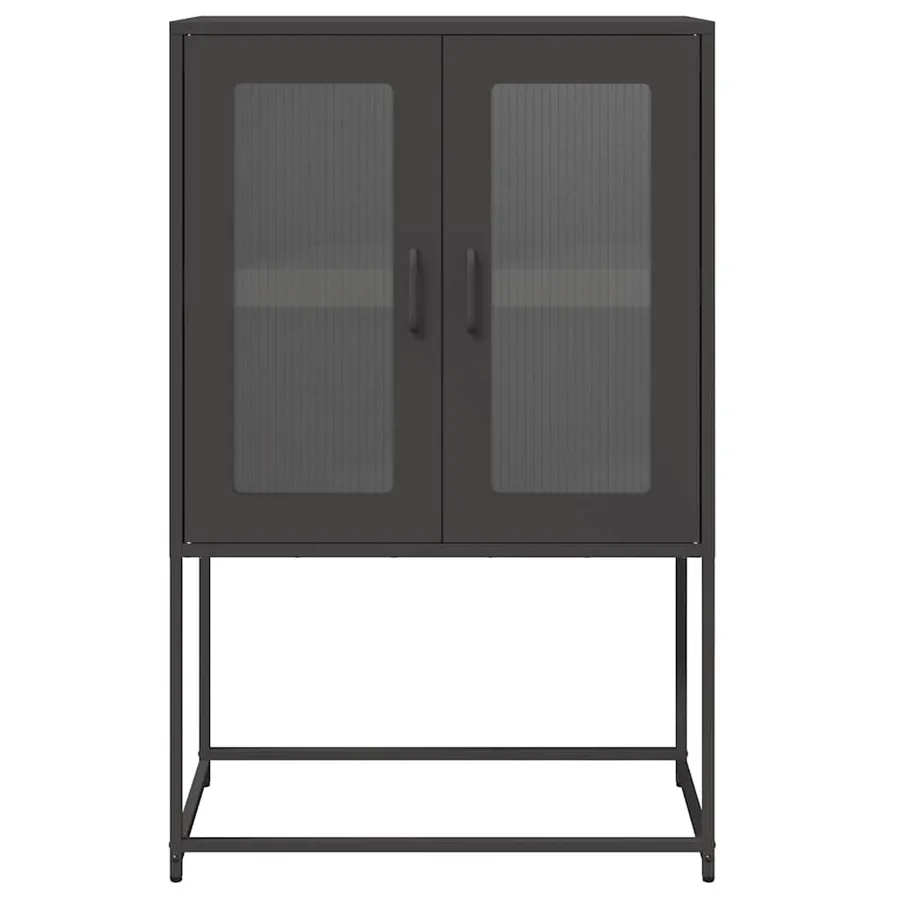 Buffet haut noir 68x39x107 cm acier - 5