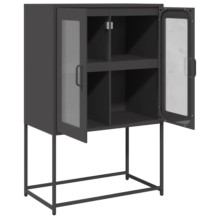 Buffet haut noir 68x39x107 cm acier - 6