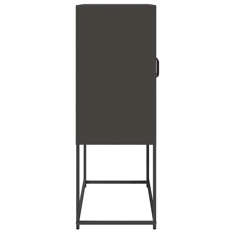 Buffet haut noir 68x39x107 cm acier - 7