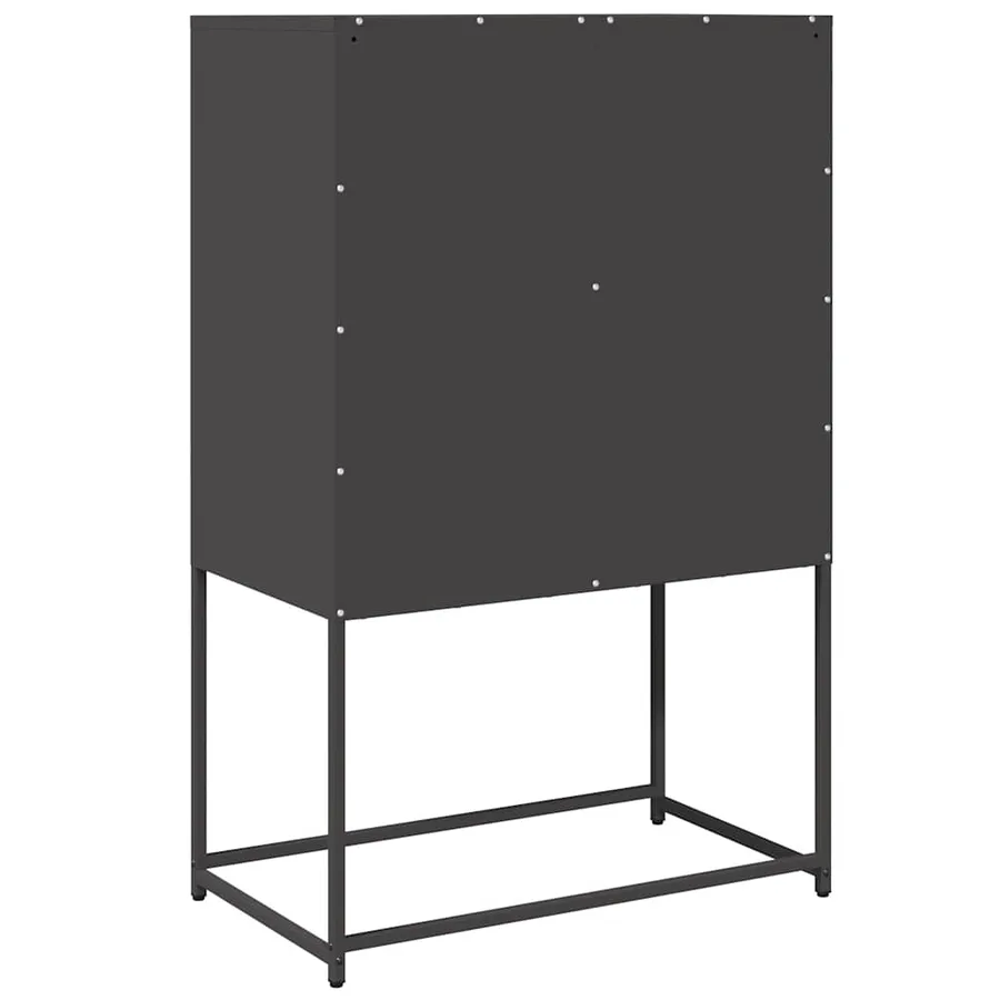 Buffet haut noir 68x39x107 cm acier - 8