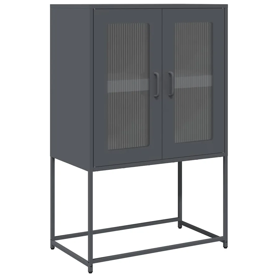 Buffet haut anthracite 68x39x107 cm acier - 2