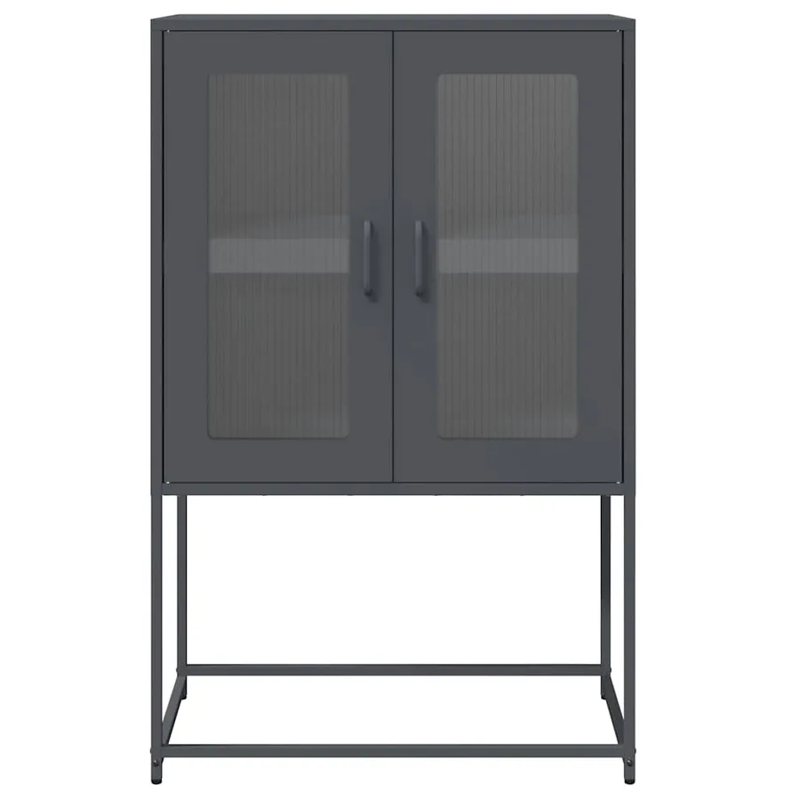 Buffet haut anthracite 68x39x107 cm acier - 5