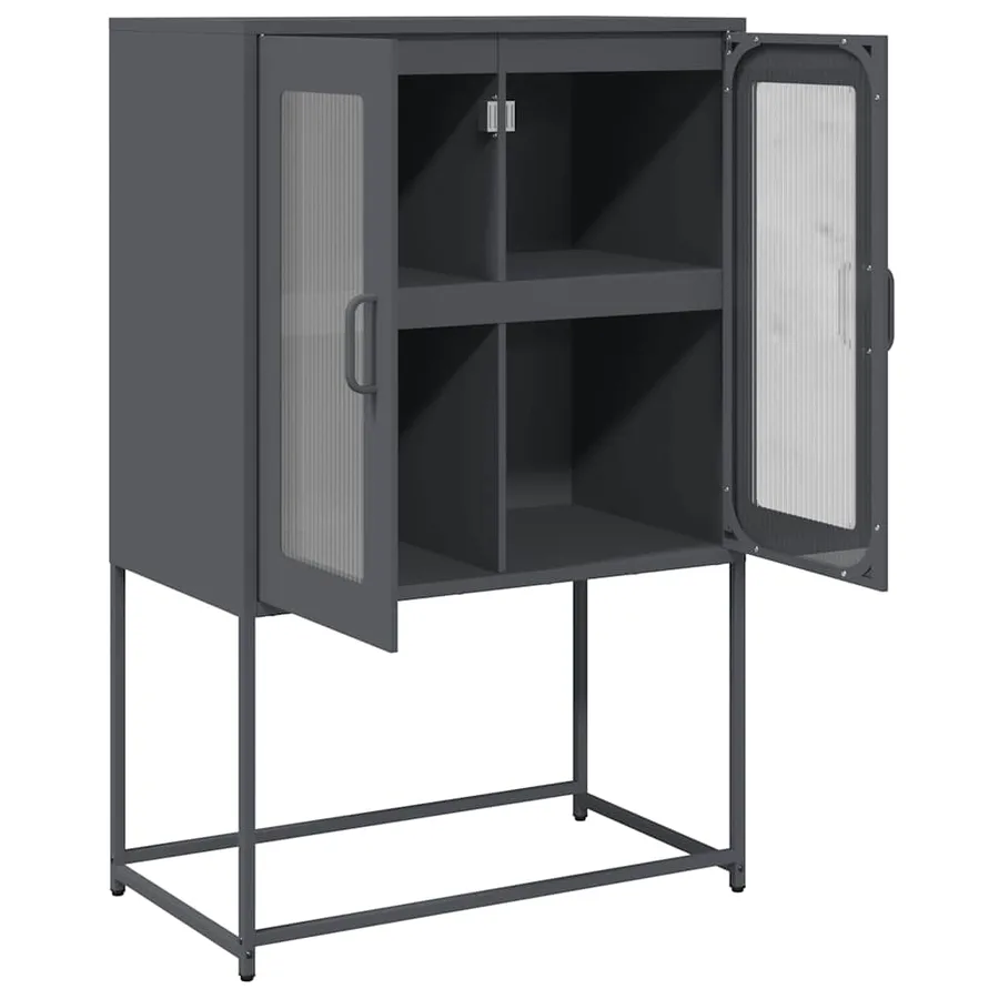 Buffet haut anthracite 68x39x107 cm acier - 6