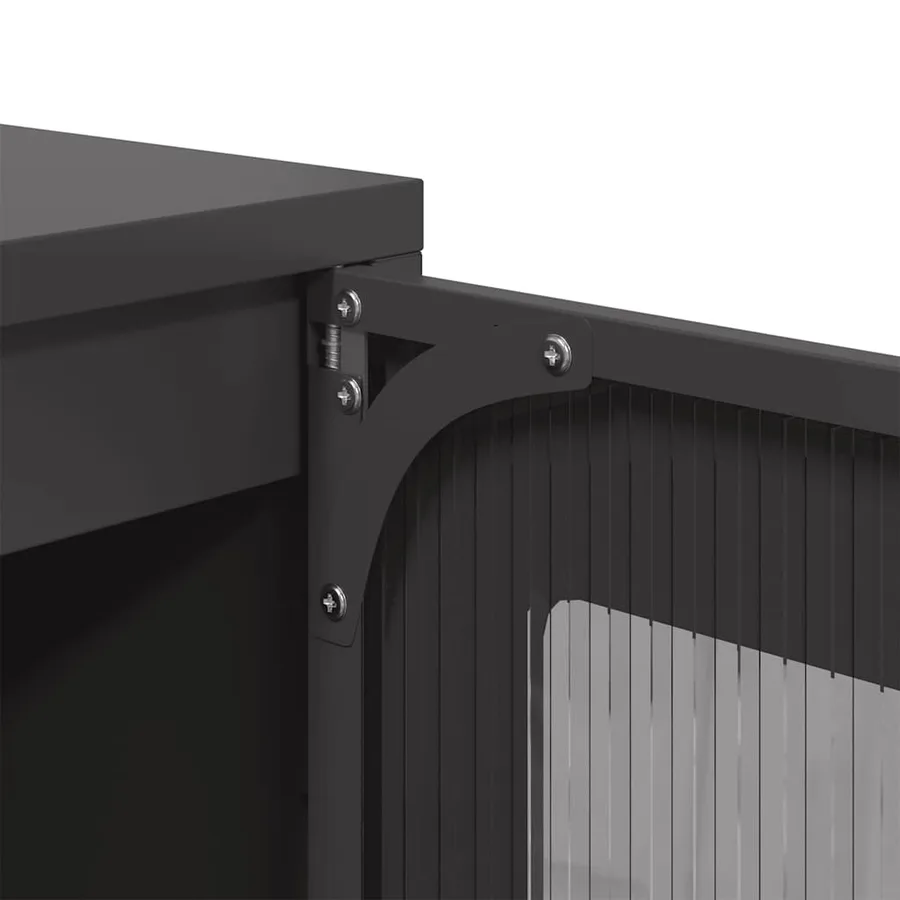 Buffet haut noir 68x39x111,5 cm acier - 10