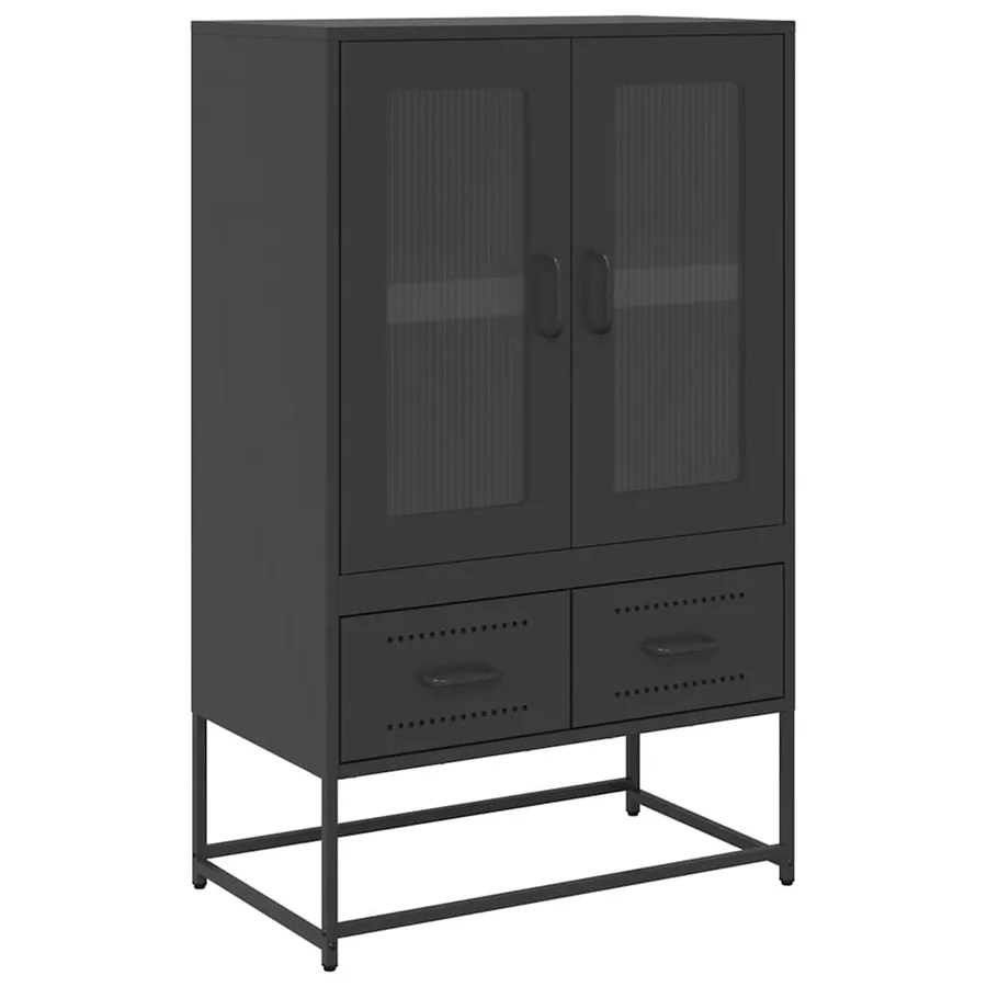 Buffet haut noir 68x39x111,5 cm acier - 2