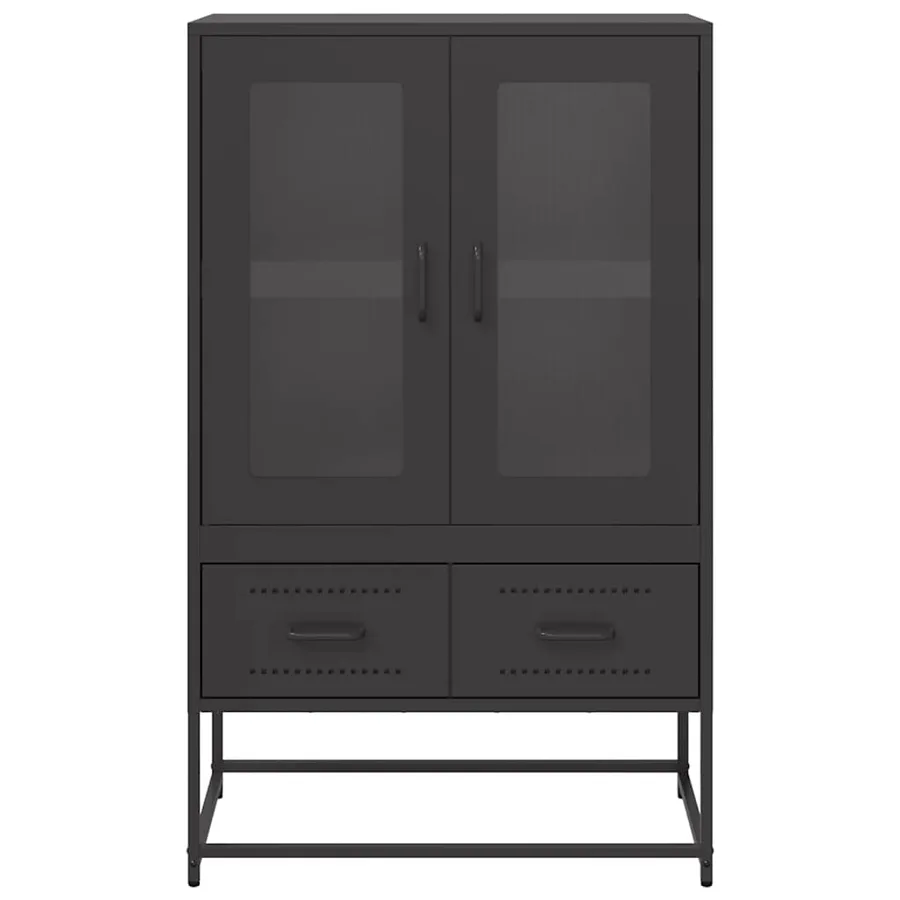 Buffet haut noir 68x39x111,5 cm acier - 5