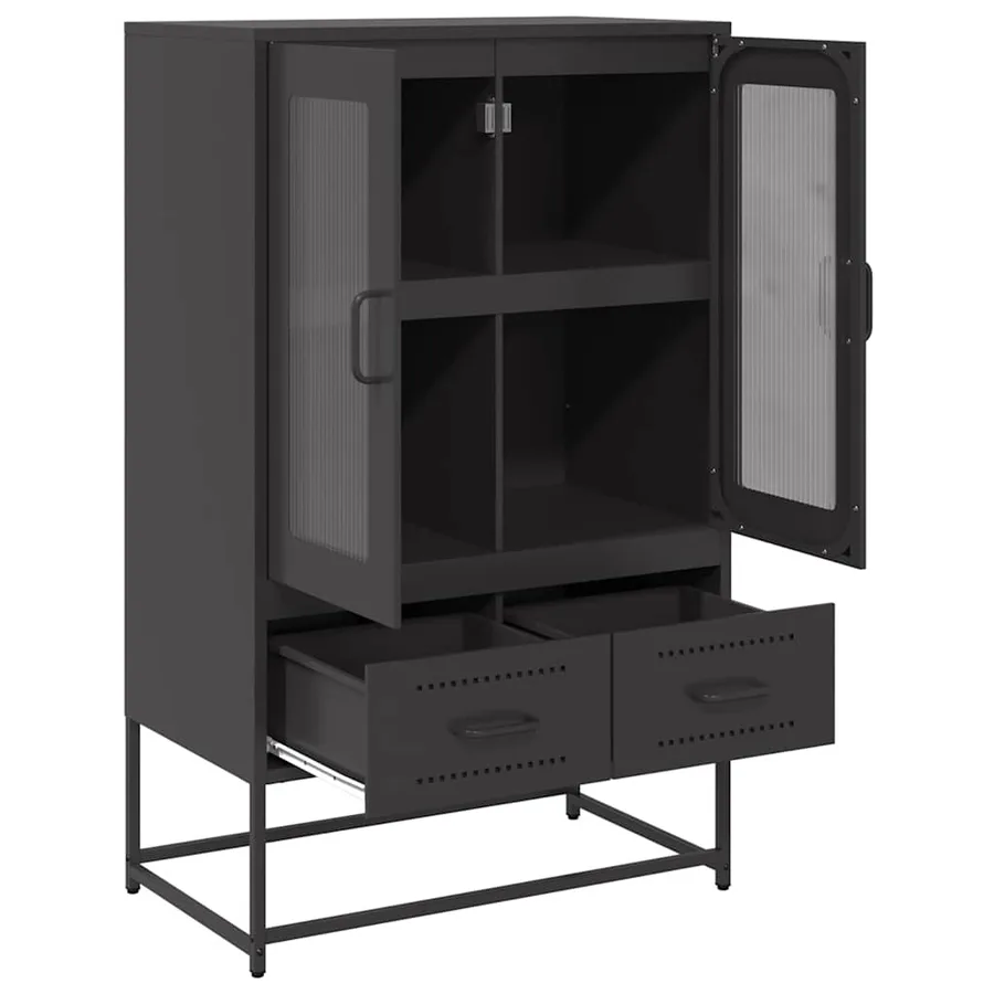 Buffet haut noir 68x39x111,5 cm acier - 6