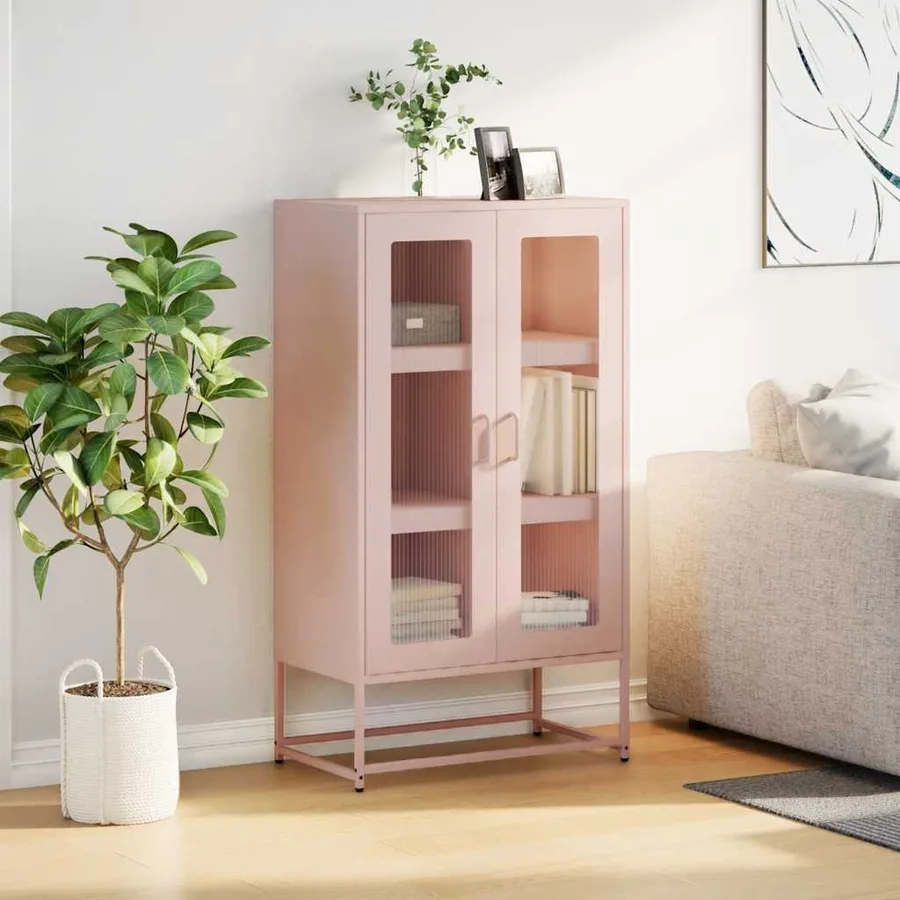 Buffet haut rose 68x39x123 cm acier - 3