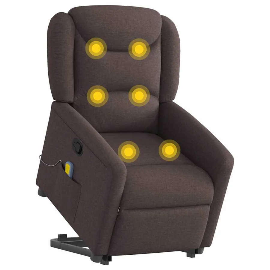 Fauteuil inclinable de massage Marron foncé Tissu - 3
