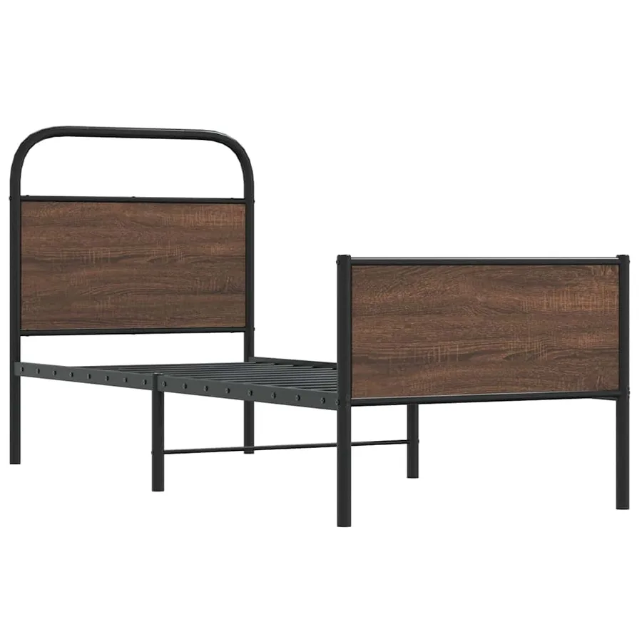 Cadre de lit sans matelas 75x190cm chêne marron bois ingénierie - 3