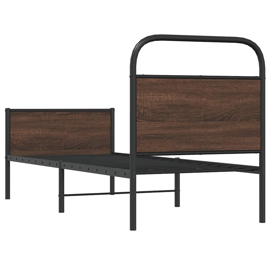 Cadre de lit sans matelas 75x190cm chêne marron bois ingénierie - 7