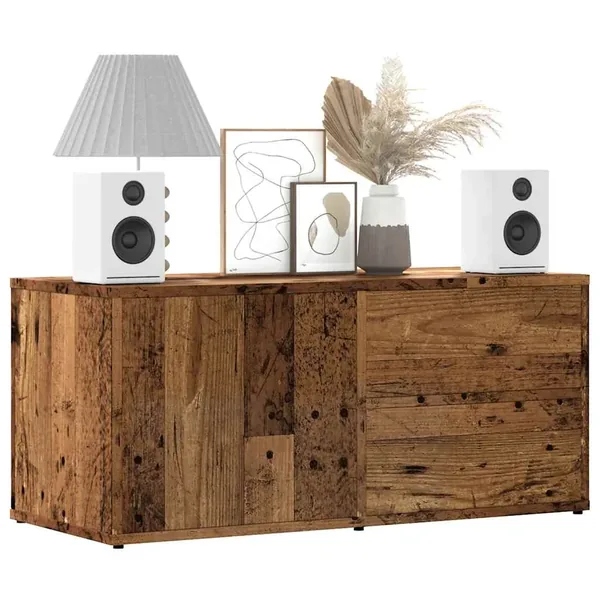 Meuble TV vieux bois 80x34x35,5 cm bois d'ingénierie