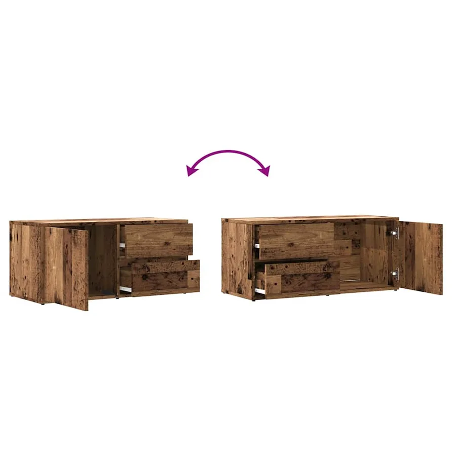 Meuble TV vieux bois 80x34x35,5 cm bois d'ingénierie - 10