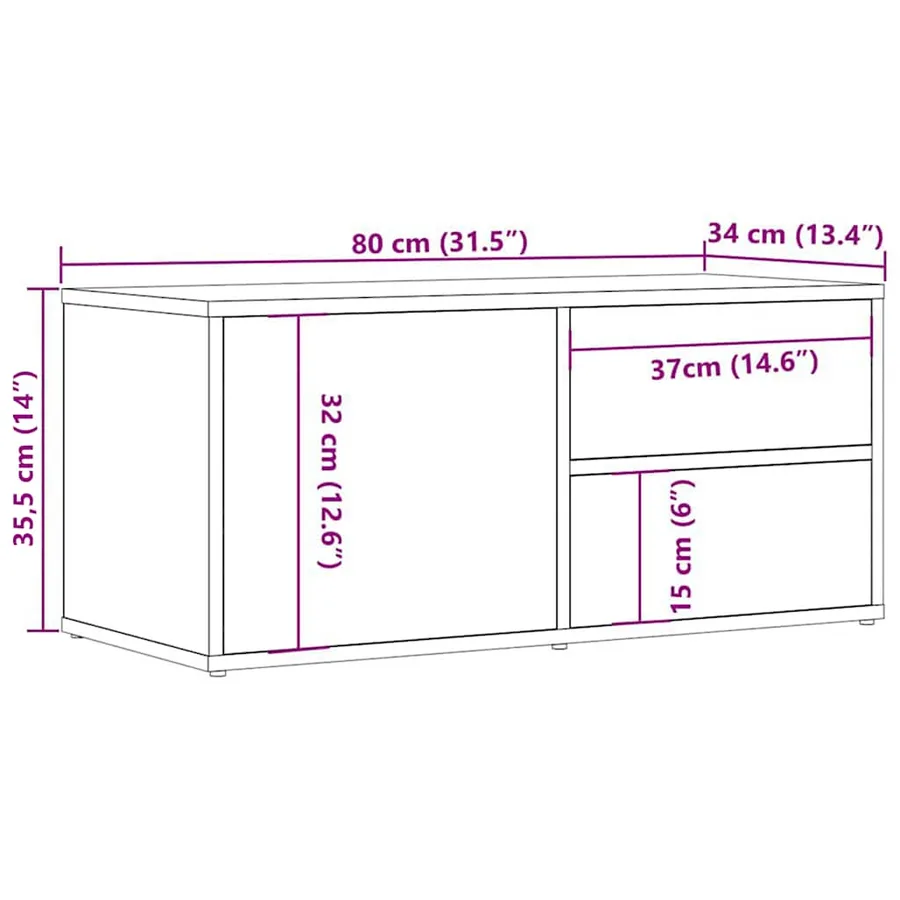 Meuble TV vieux bois 80x34x35,5 cm bois d'ingénierie - 11