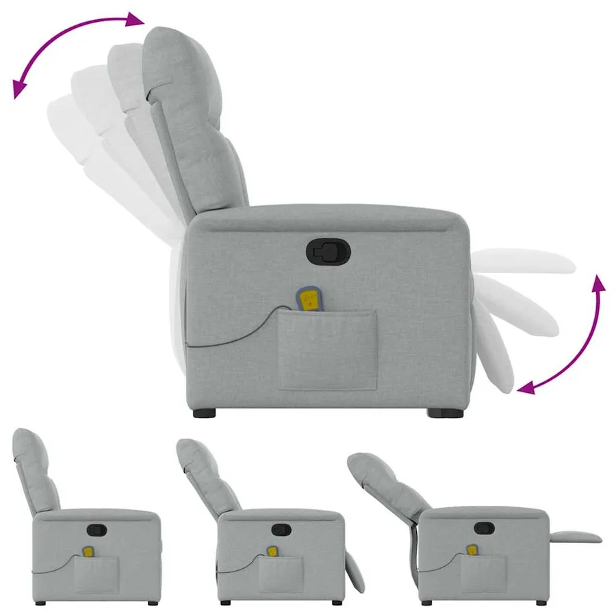 Fauteuil de massage inclinable Gris clair Tissu - 6