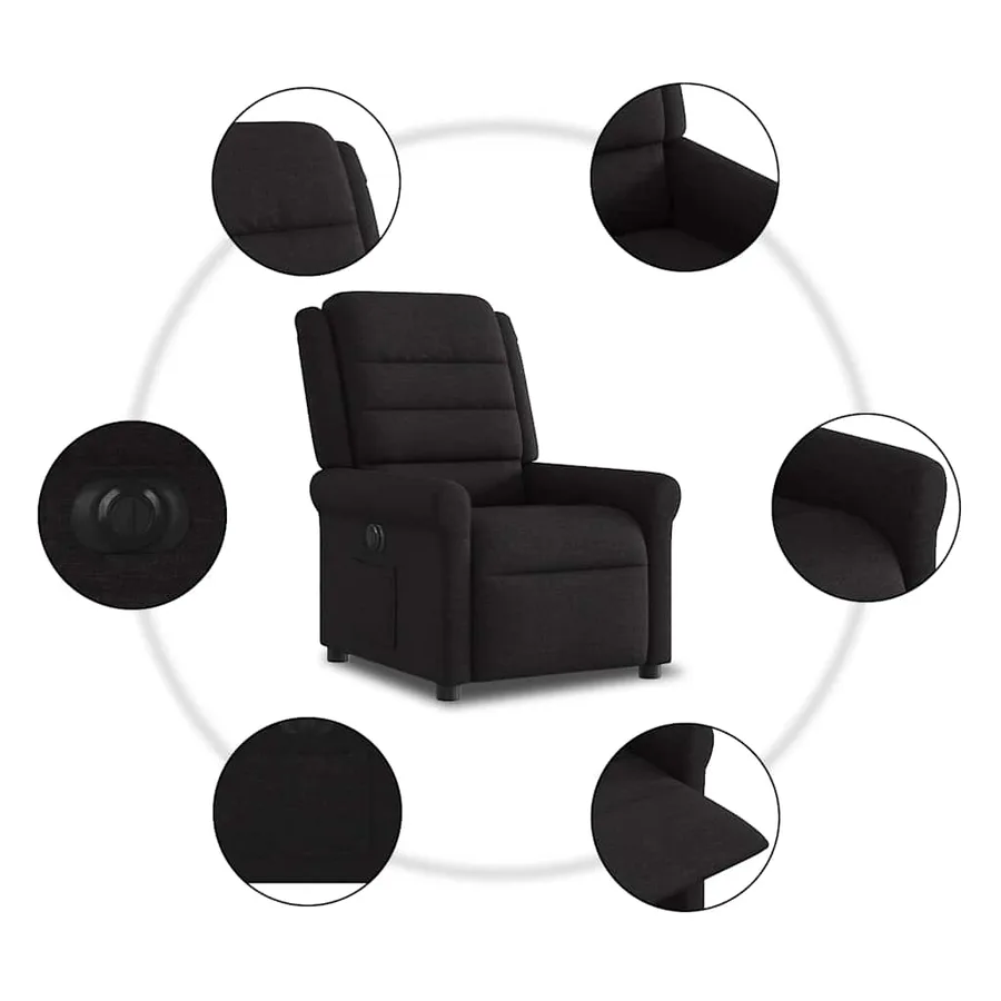 Fauteuil inclinable électrique Noir Tissu - 10