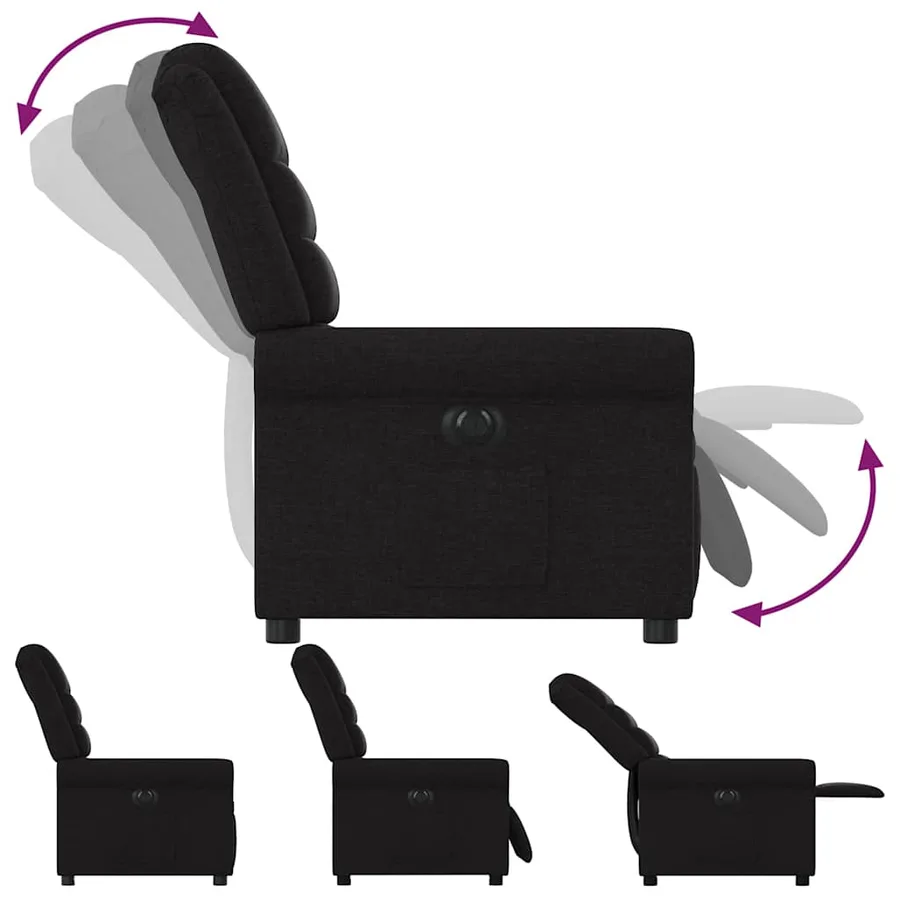 Fauteuil inclinable électrique Noir Tissu - 8